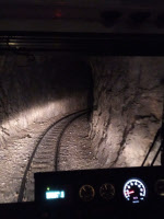 Tunnel between Kalavrita and Diakofto, view from the driver's cabin of the Odontotos, Greece